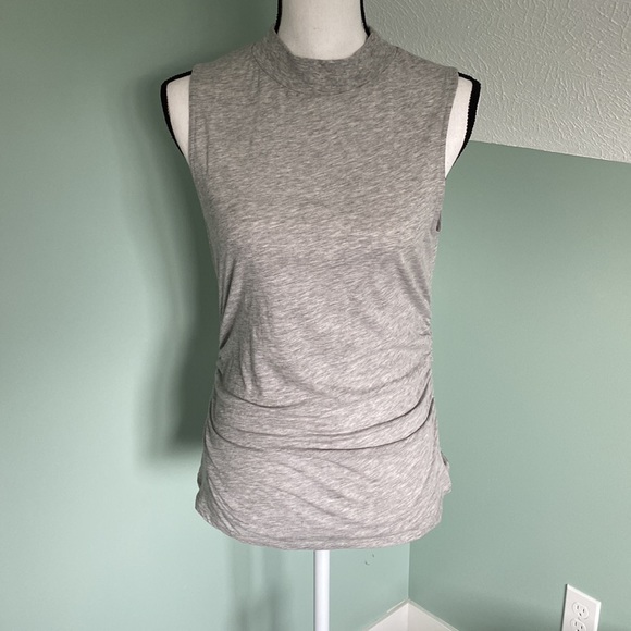 Something Navy Mock Neck Ruched Sides Tank - Picture 3 of 7